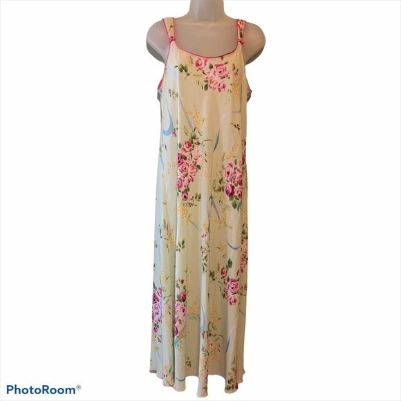 Vintage 1990’s Oscar de la Renta Pink Label Floral Slip Dress, Size Medium - Picture 1 of 5